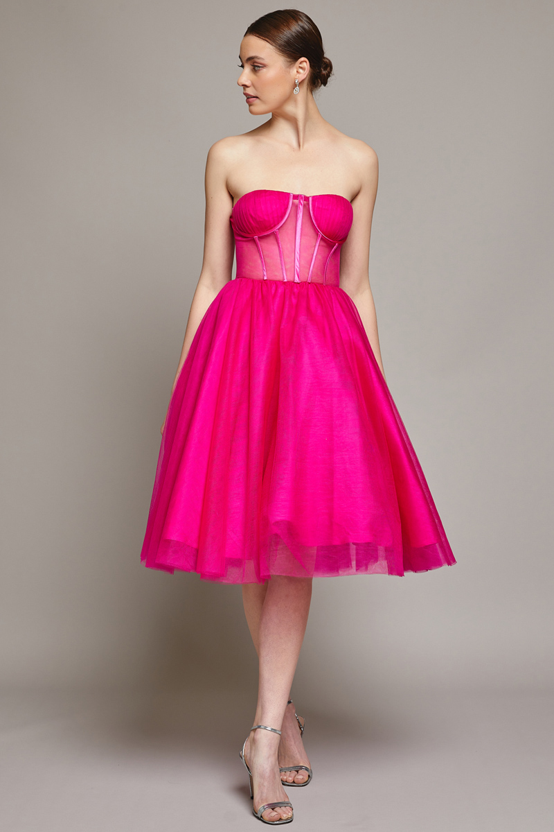 Strapless Sweetheart Bustier Cocktail Dress